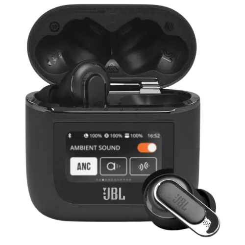 JBL Tour Pro 2, Écouteurs sans fil, Bluetooth, réduction du bruit, jusqu'à 40h d'autonomie, audio spatial, boîtier de recharge intelligent, Champagne