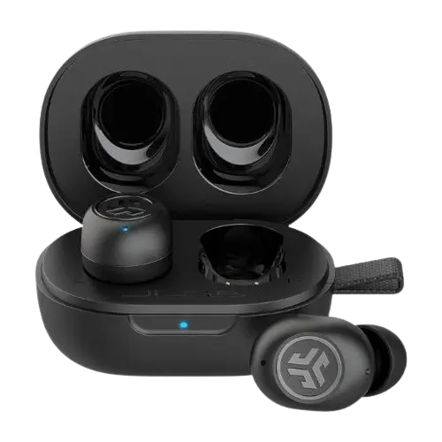JLab JBuds Mini Ecouteurs Bluetooth sans Fil, Ecouteurs sans Fil, Écouteurs avec Micro et Boîtier de Charge USB, Oreillette, Jusqu'à 20+ Heures d'Autonomie, Son Personnalisé EQ3, Noir