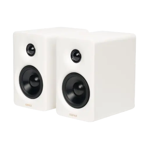 Edifier M60 2.0 Haut-parleurs Bibliotheques, Bluetooth 5.3, 66W RMS, Audio Hi-Res, LDAC, Basses 3" & Tweeter 1", Entrées USB-C & AUX, Panneau Tactile Sensible, Enceintes PC, Blanc